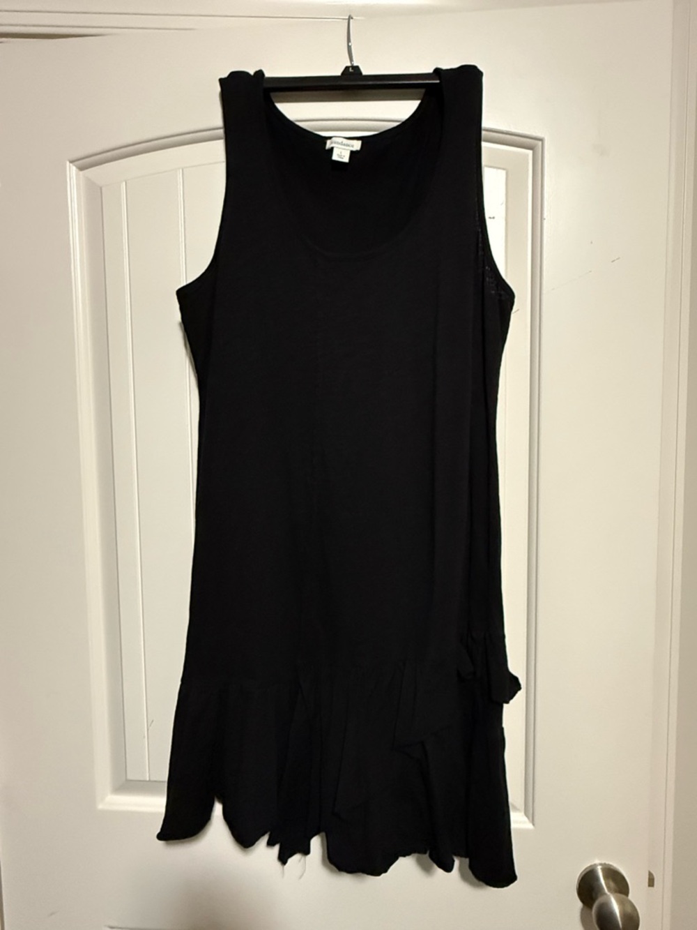 Sundance Black Cotton Dress L Sleeveless Ruffle Hem Flowy Casual Midi Women’s